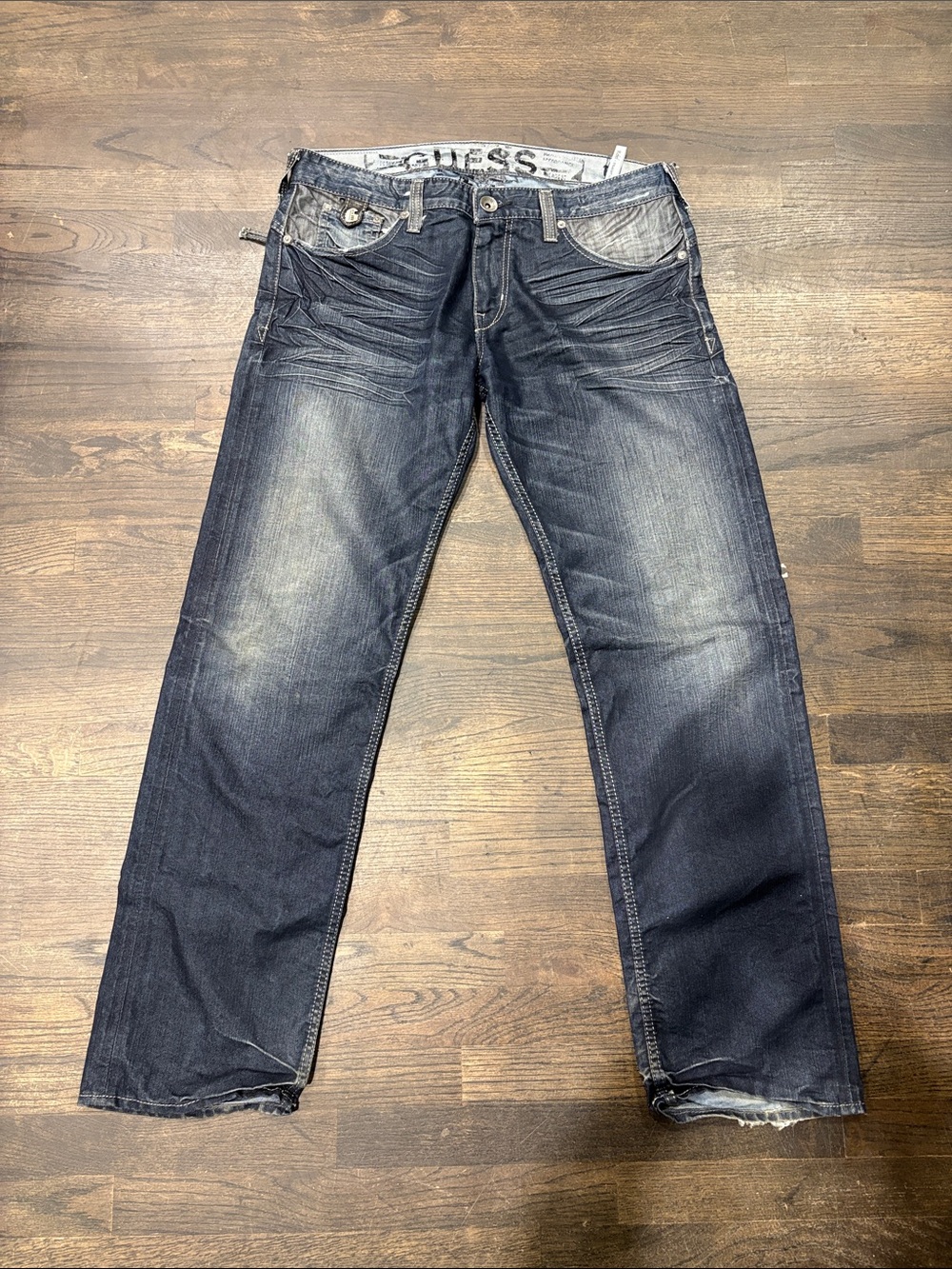 Guess Men's Straight Leg Jeans in Dark Blue Wash